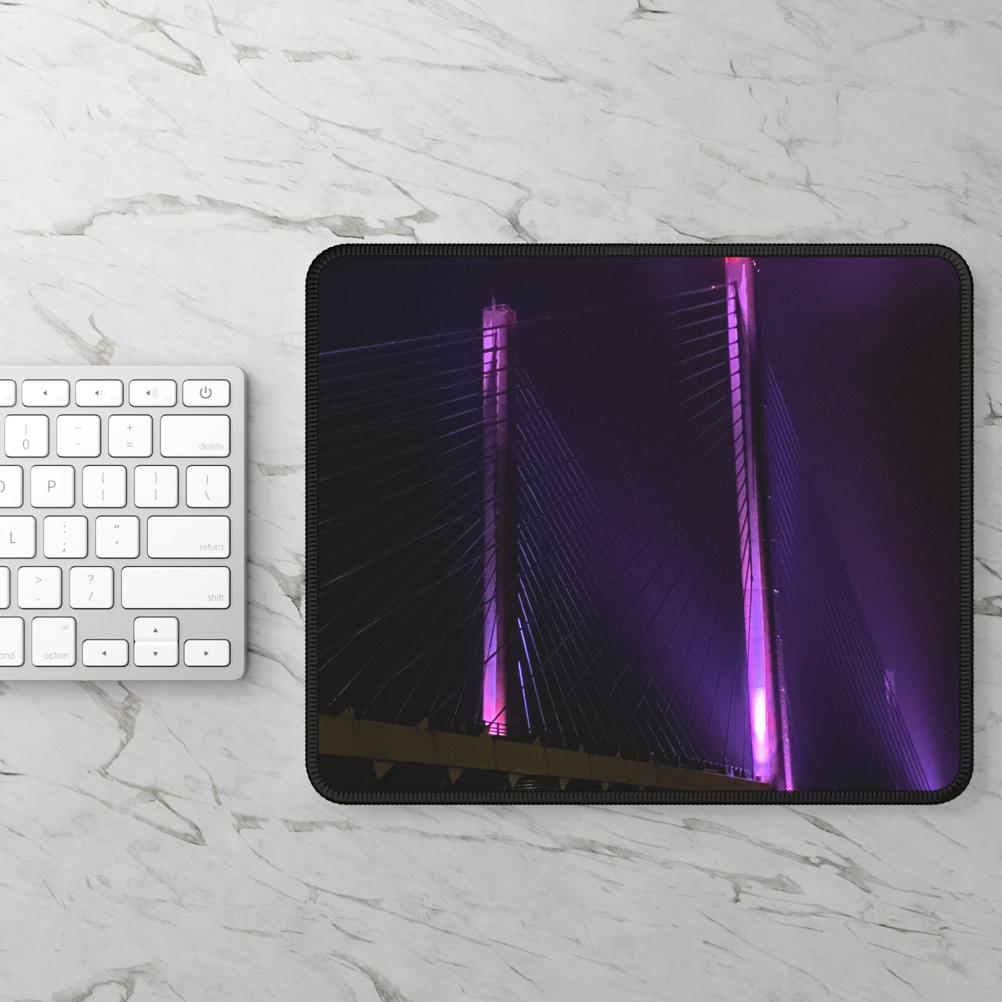 NN Gaming Mouse Pad DE Purple Lit Bridge In Storm
