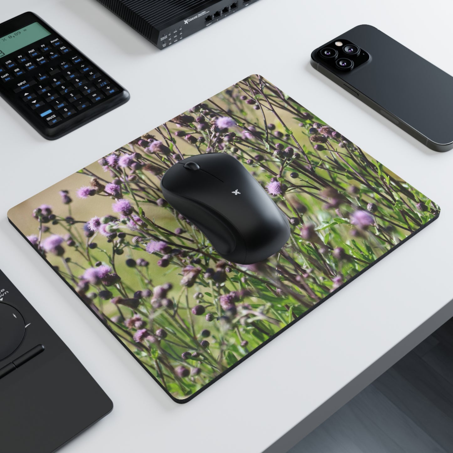 NN Rectangular Mouse Pad Purple Fluff Flowers