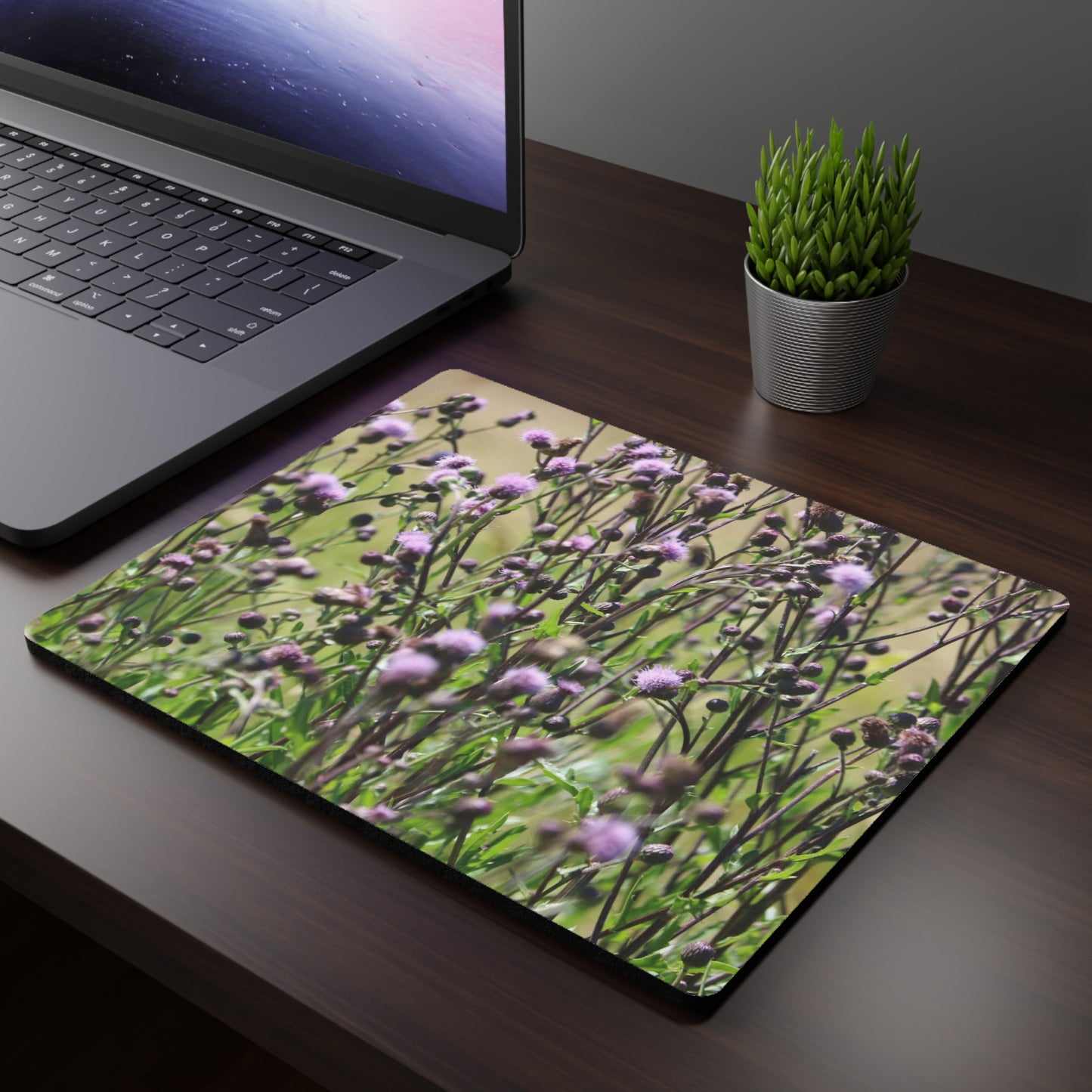 NN Rectangular Mouse Pad Purple Fluff Flowers