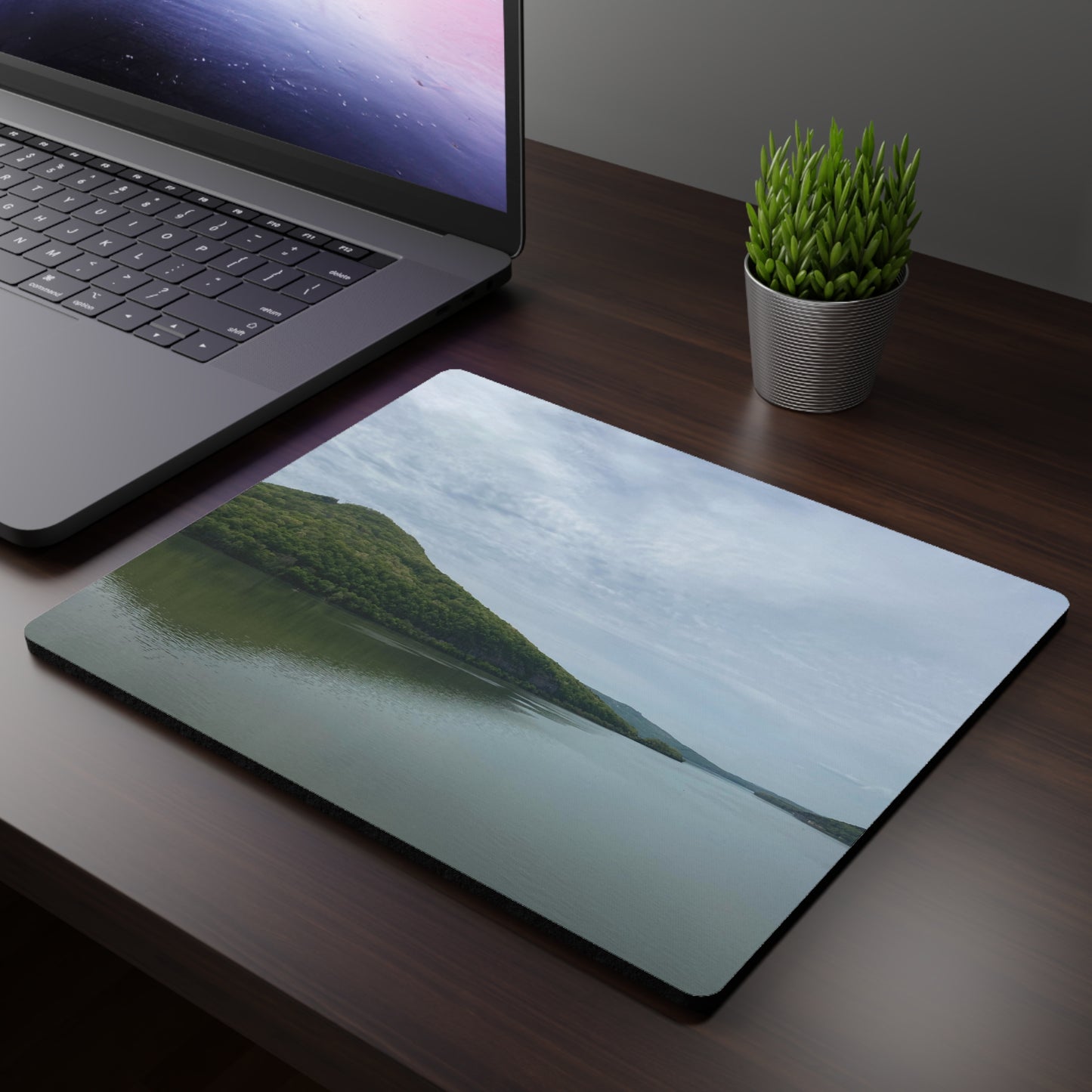 NN Rectangular Mouse Pad Clouds Water & A Hill Of Trees