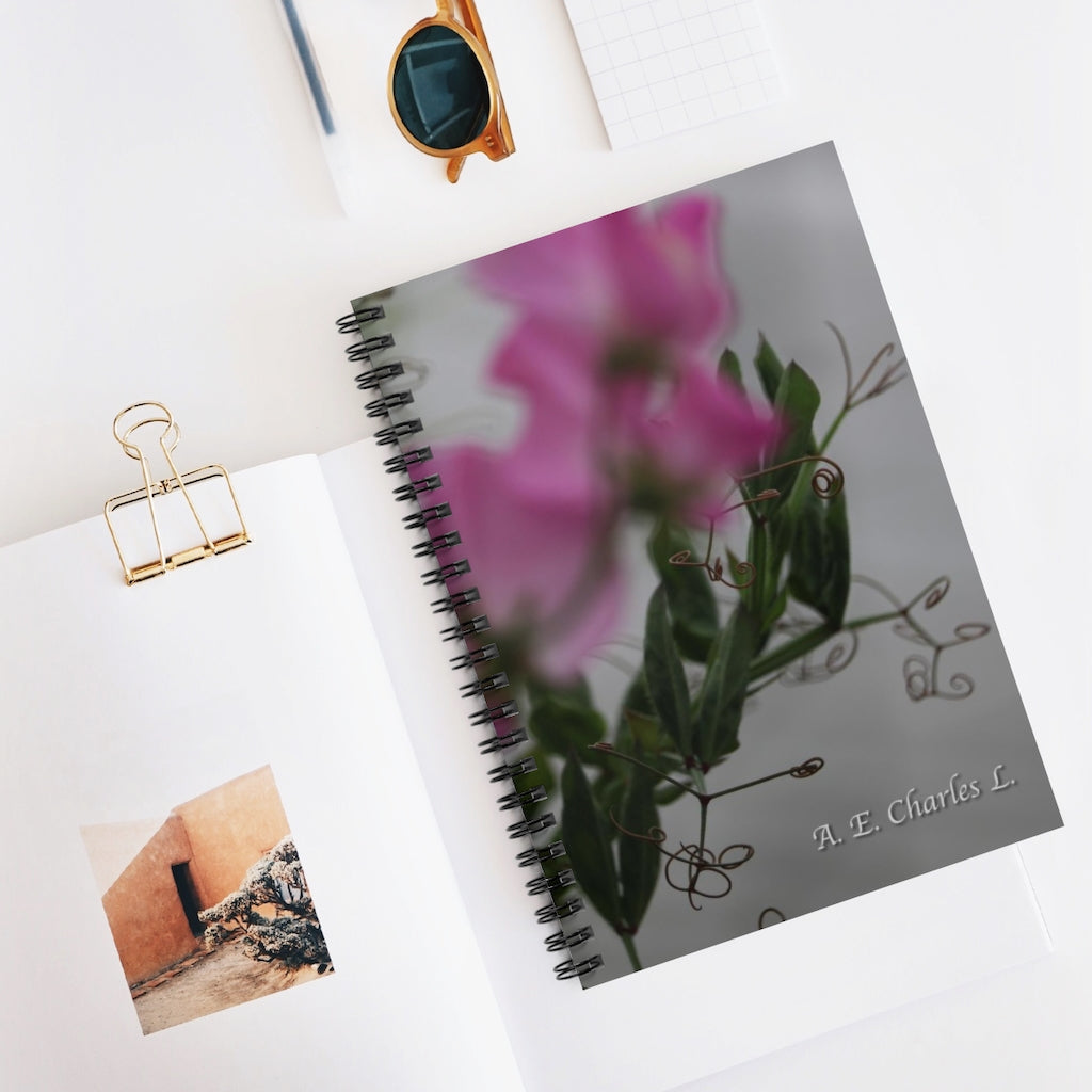 Spiral Notebook - Ruled Line Pink Abstract Flowers