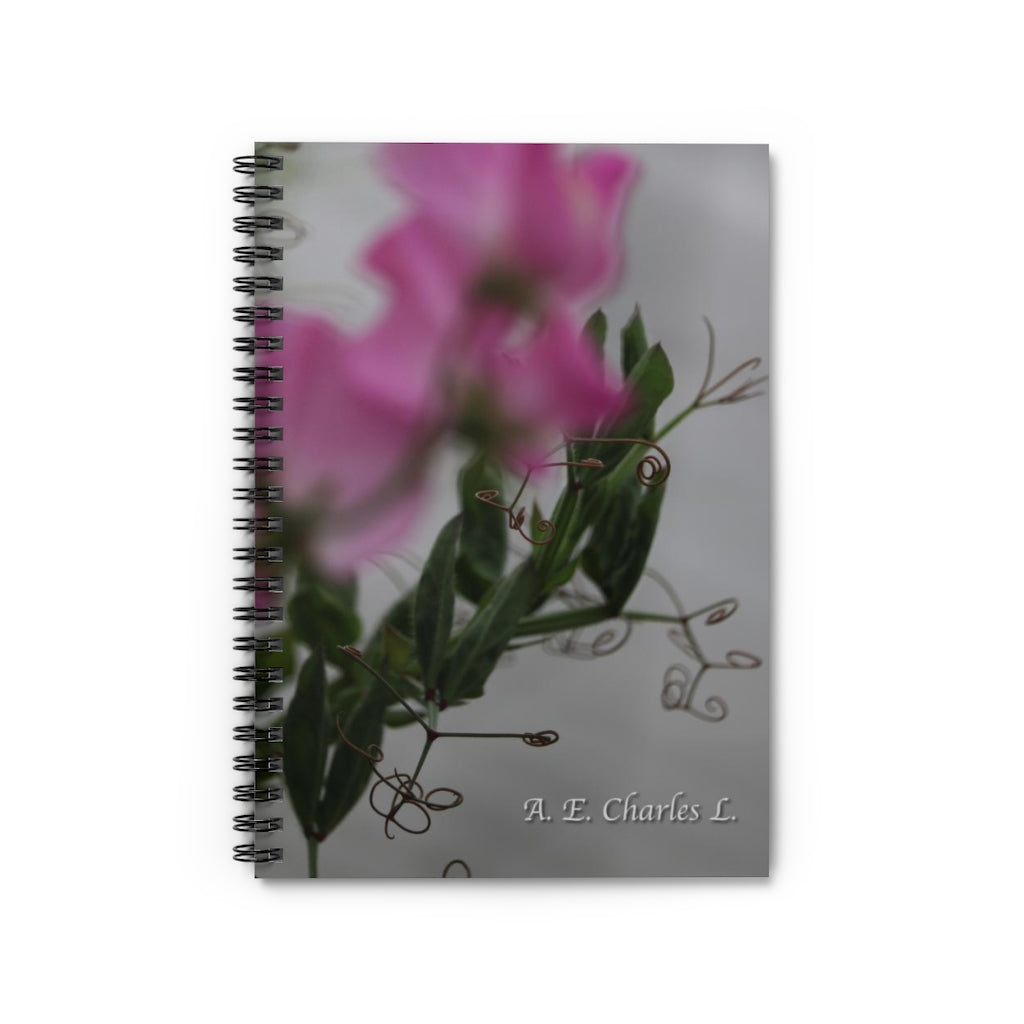Spiral Notebook - Ruled Line Pink Abstract Flowers