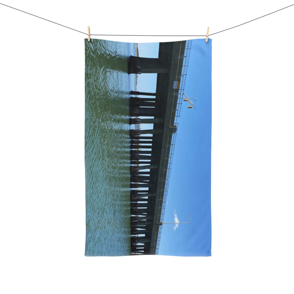 NN Fishing Hand Towel OCMD Blue Sky Below Bridge