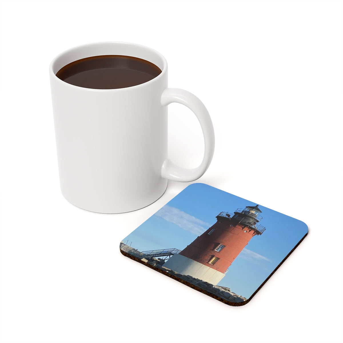 NN Cork Back Coaster Blue Sky Sunshine Lighthouse