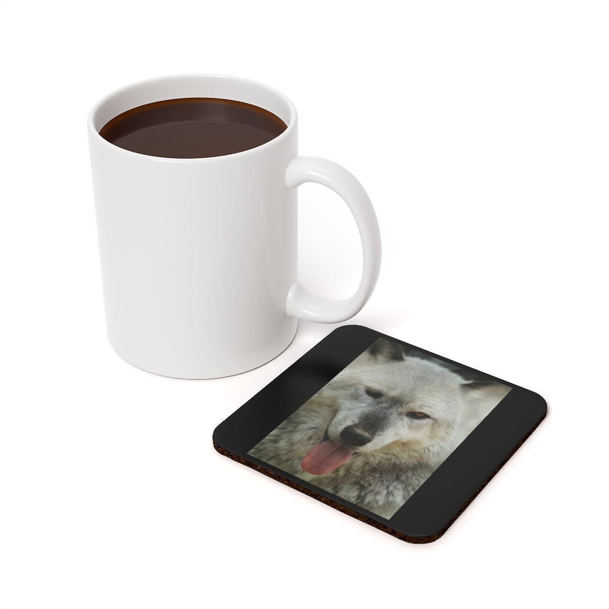NN Cork Back Coaster Panting Wolf