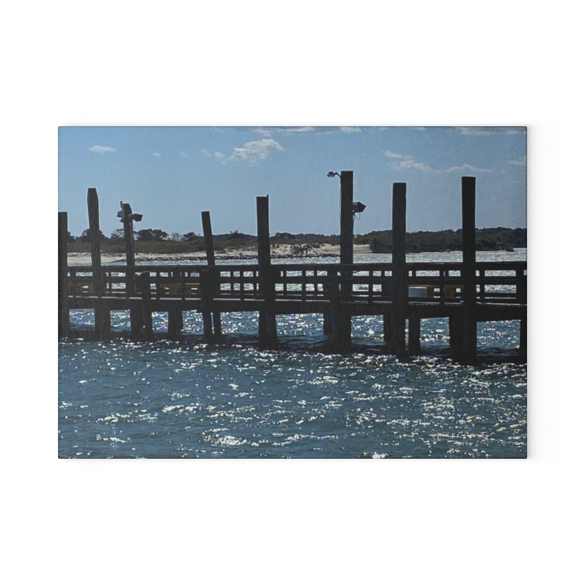 NN Glass Cutting Board Blue Sky Oceanic Fishing Pier