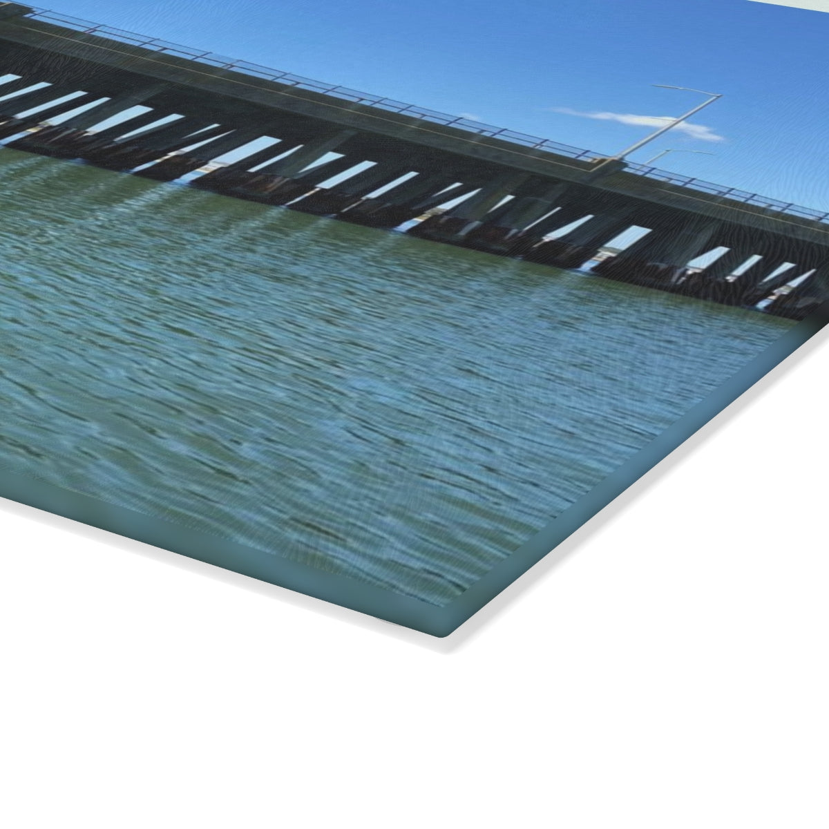 NN Glass Cutting Board OCMD Blue Sky Below Bridge