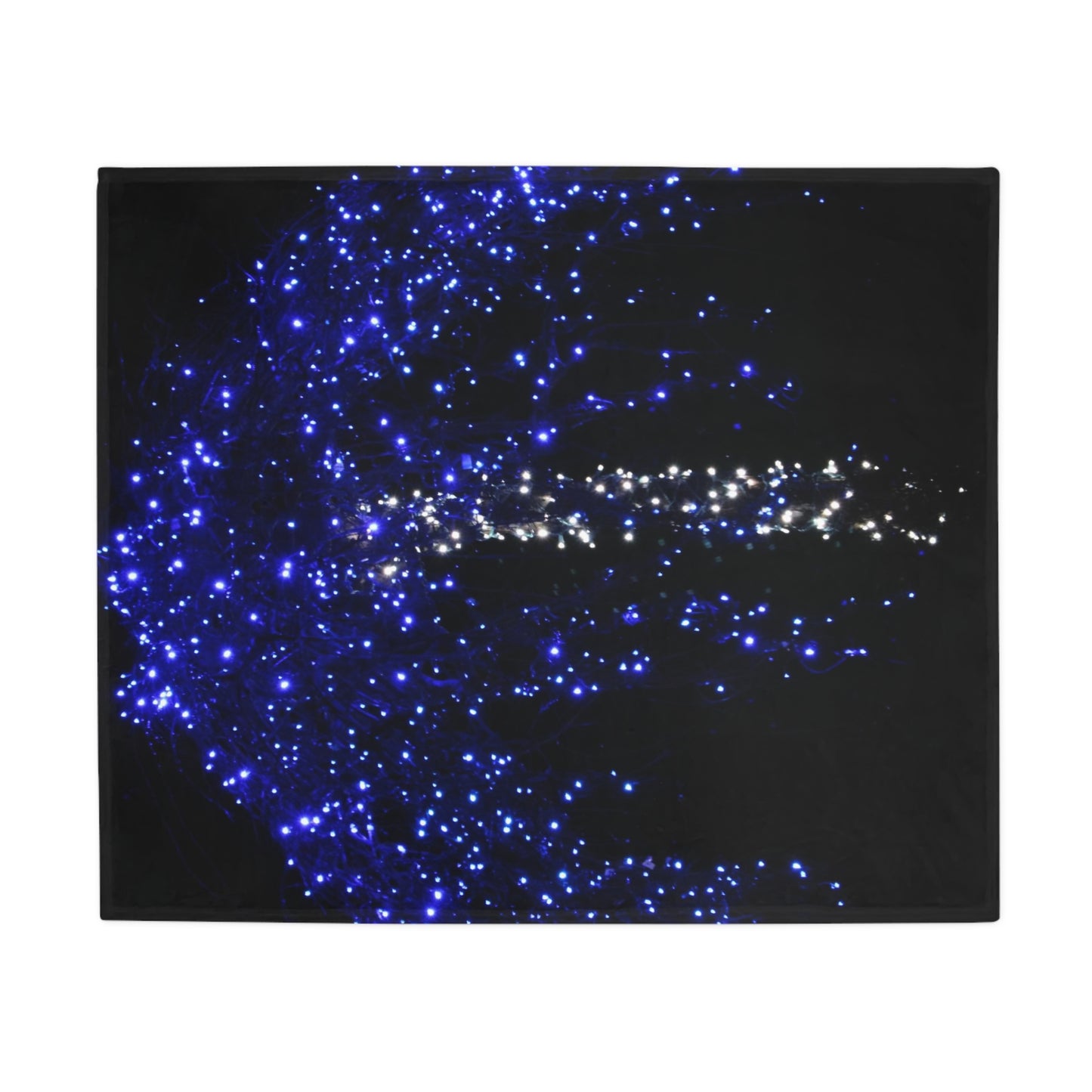 NN Plush Fleece Blanket Blue & White Christmas Lights Tree