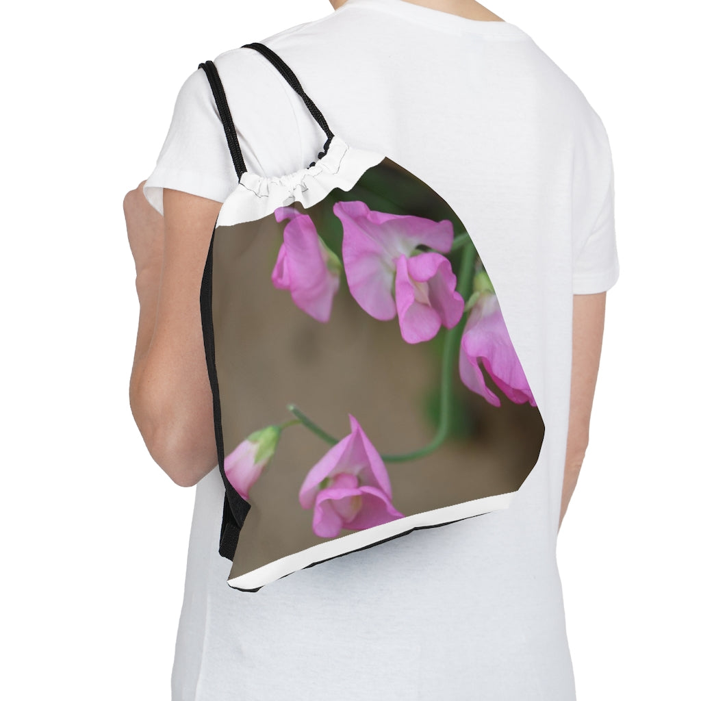 NN Outdoor Drawstring Bag Pink Vine Flowers