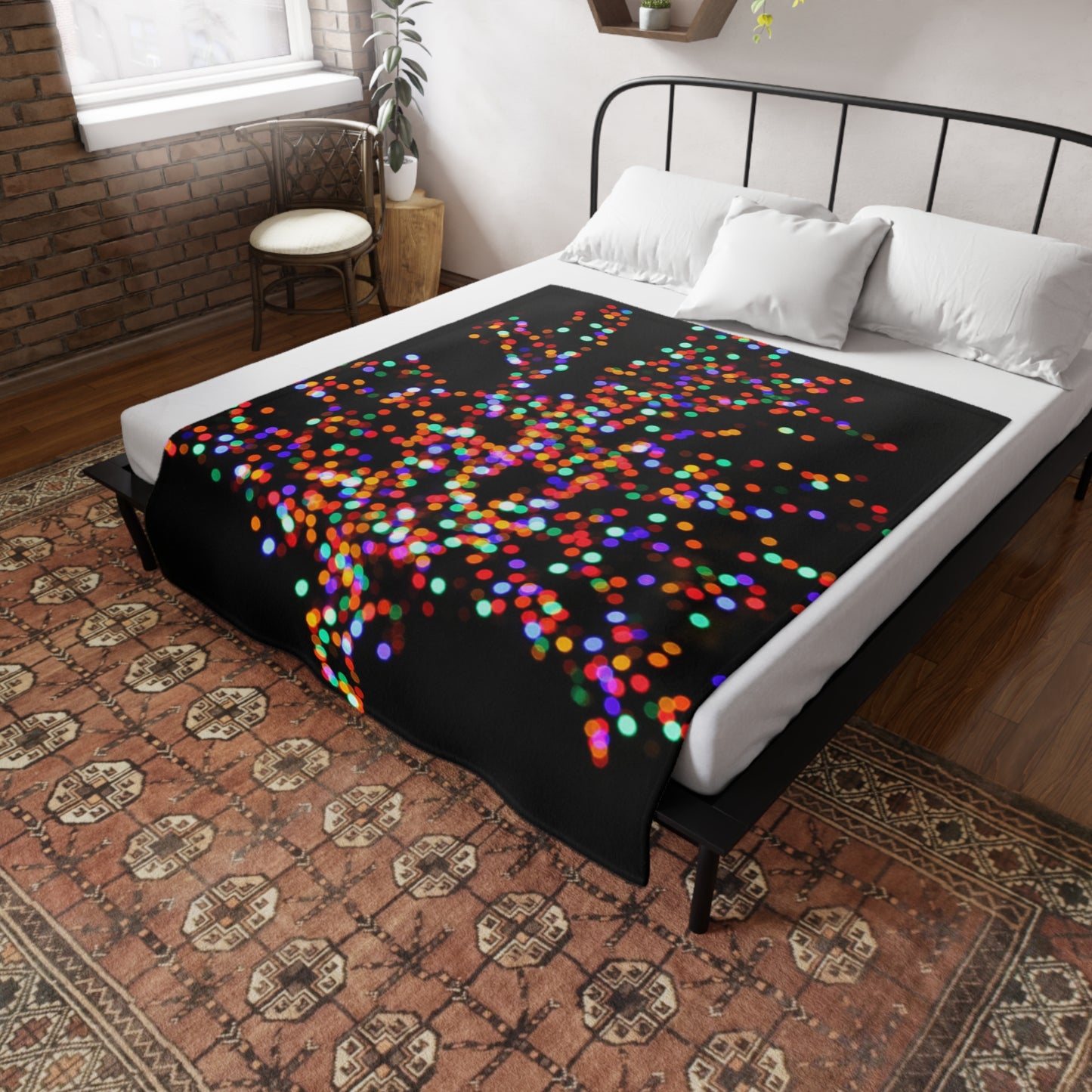NN Plush Fleece Blanket Multi Colored Christmas Lights Tree