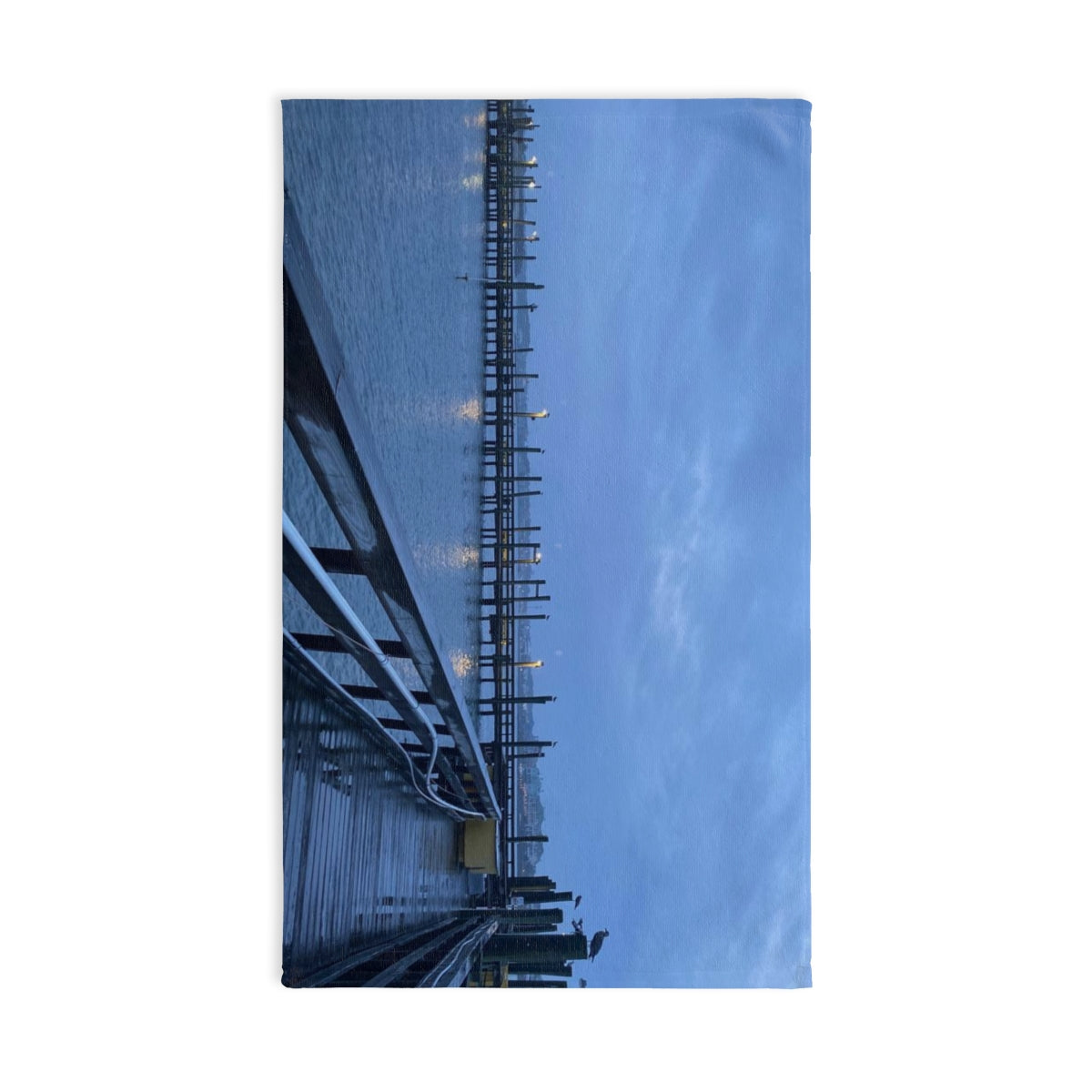 NN Fishing Hand Towel Raining & Clouds Oceanic Fishing Pier