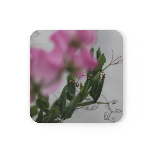 NN Cork Back Coaster Pink Abstract Flowers