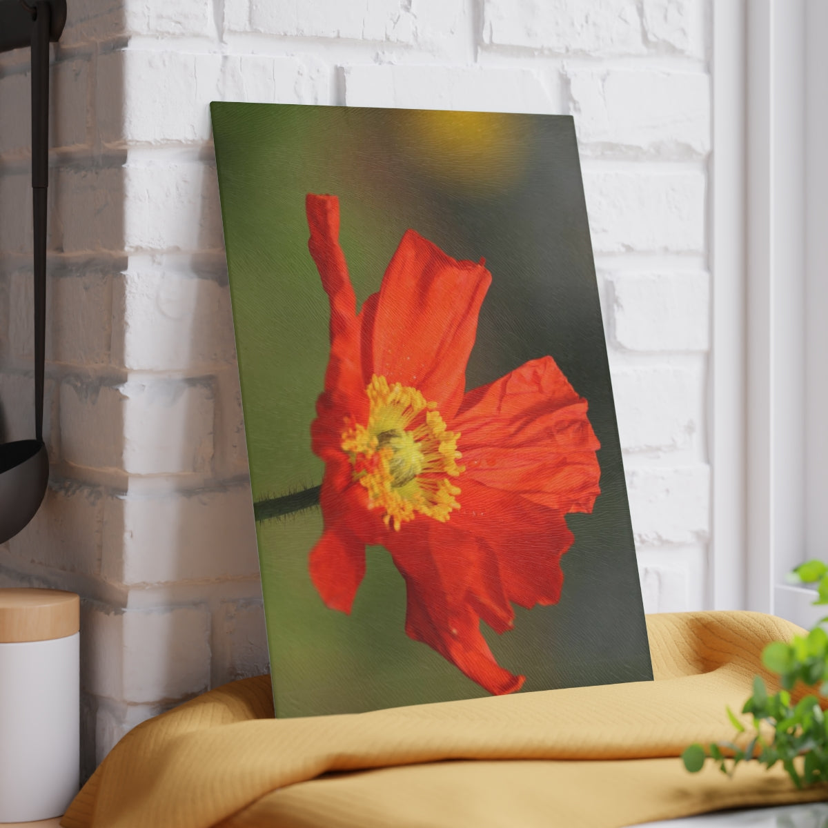 NN Glass Cutting Board Orange Flower