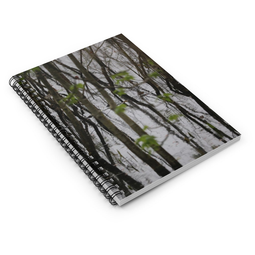NN Spiral Notebook - Ruled Line Little Trees In Water Reflections