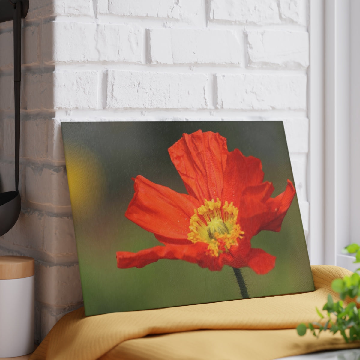 NN Glass Cutting Board Orange Flower