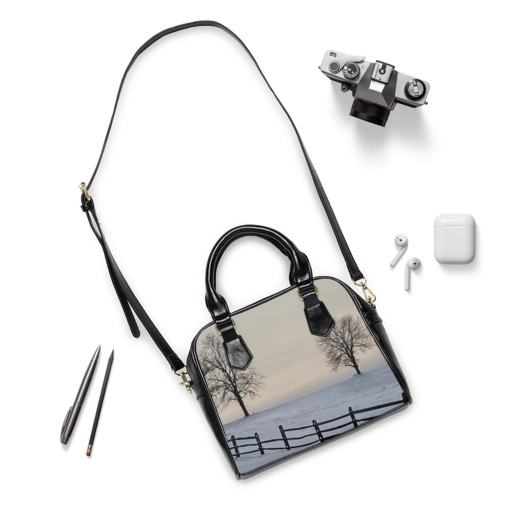 NN Shoulder Handbag Two Trees & Fence On Snow Hill