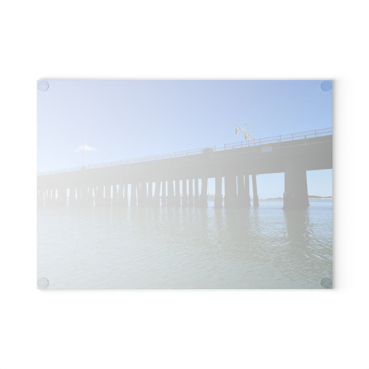 NN Glass Cutting Board OCMD Blue Sky Below Bridge