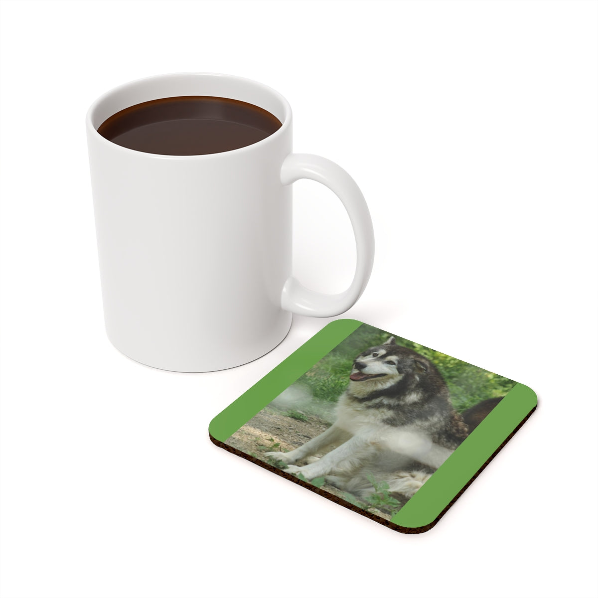 NN Cork Back Coaster Resting Wolf