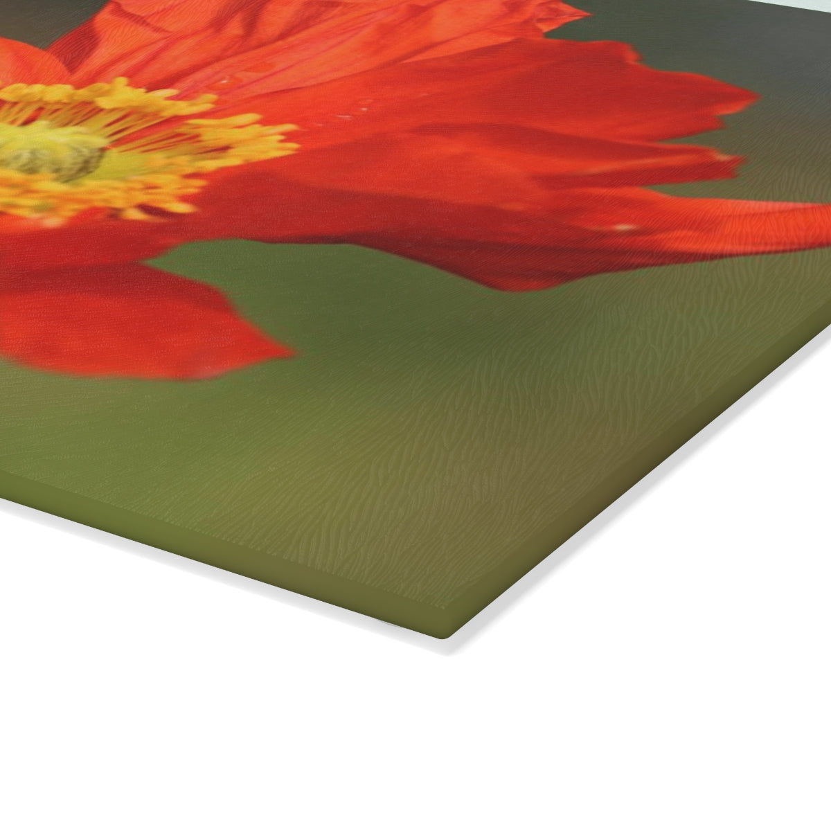 NN Glass Cutting Board Orange Flower
