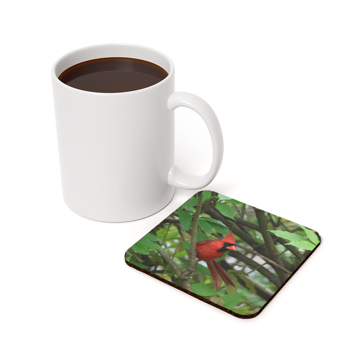 NN Cork Back Coaster Cardinal Fantail (W)
