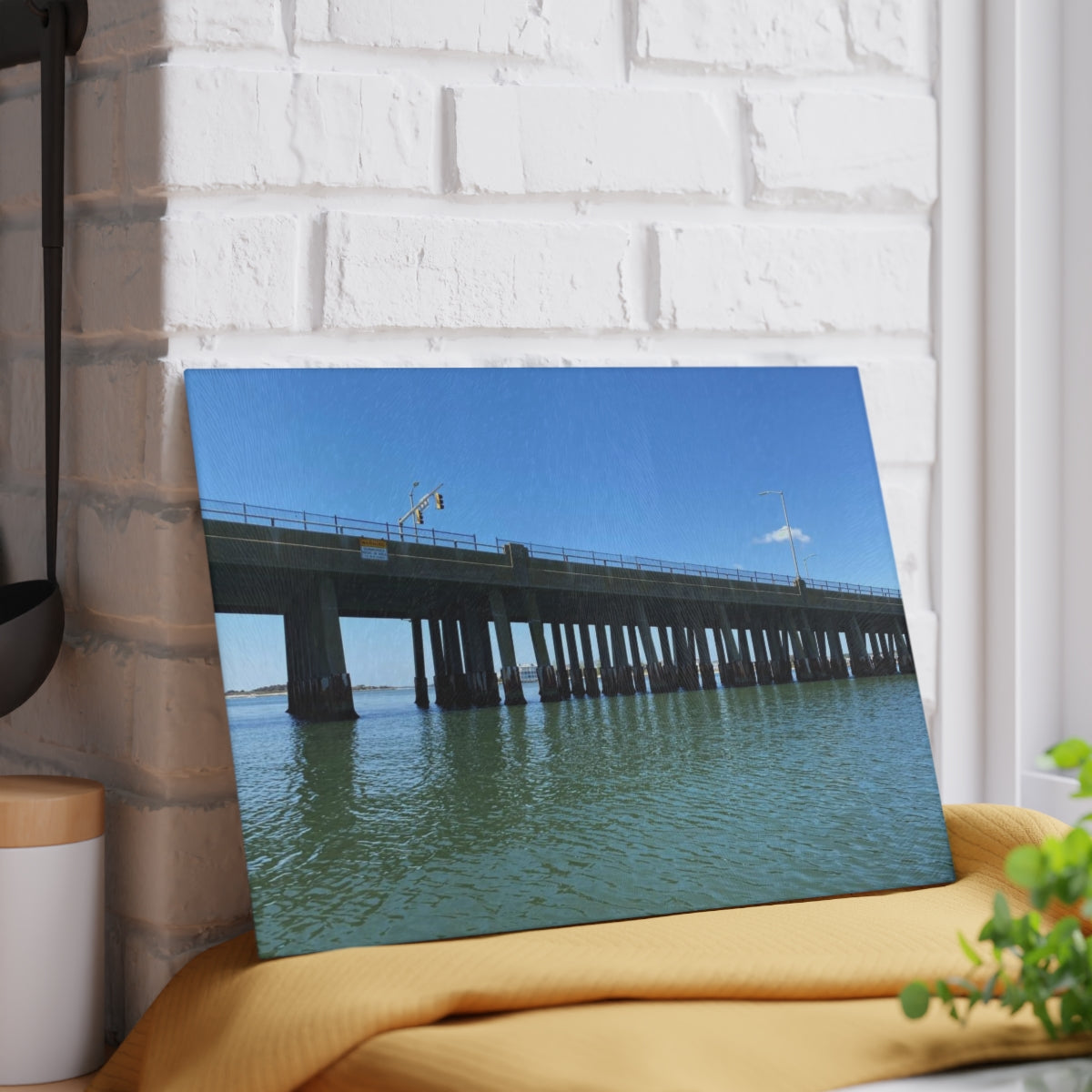 NN Glass Cutting Board OCMD Blue Sky Below Bridge