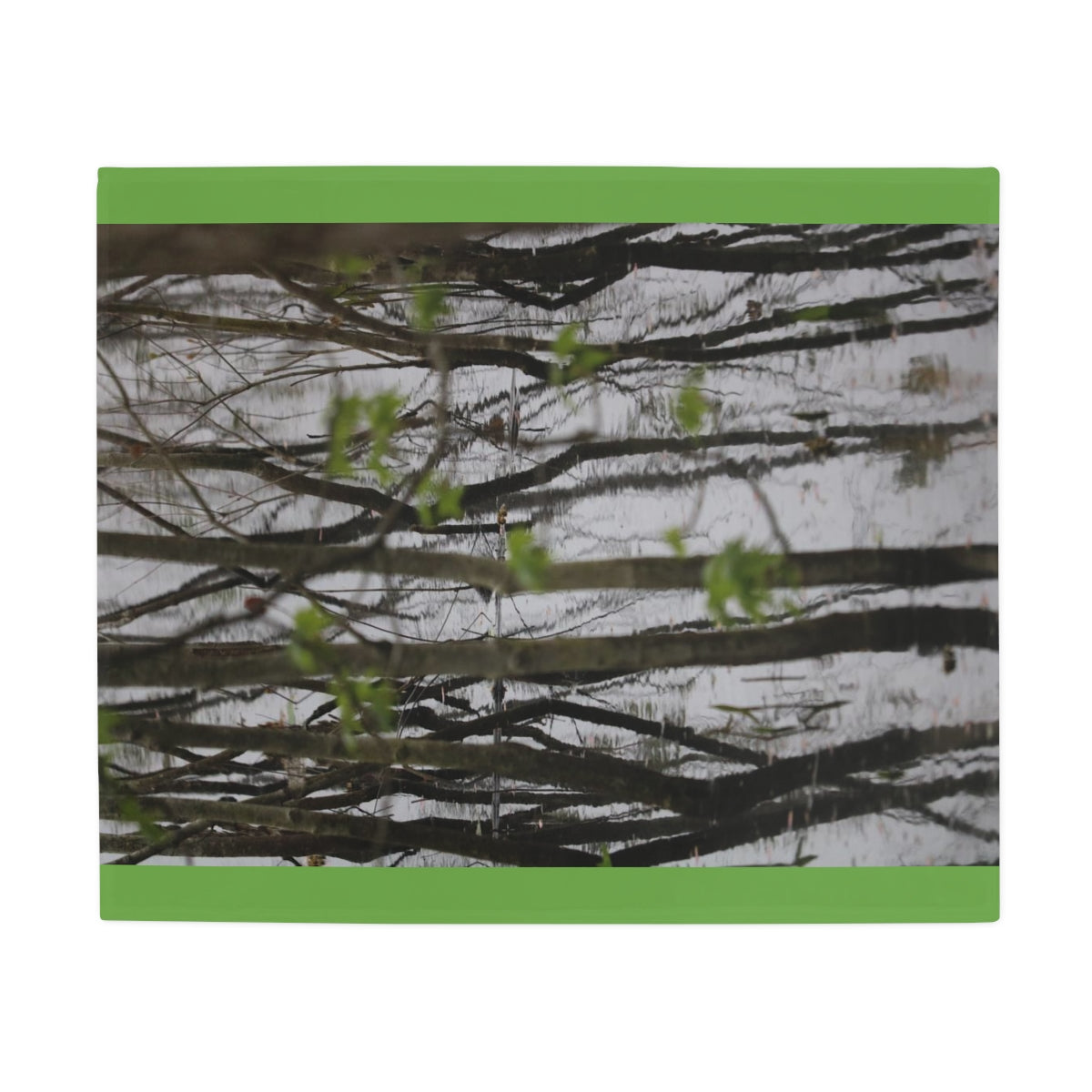 NN Plush Fleece Blanket Little Trees In Water Reflections