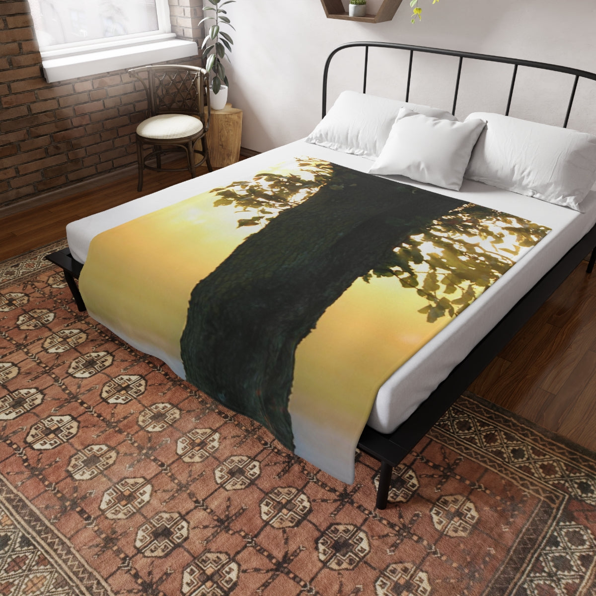 NN Plush Fleece Blanket Tree In Front Of Sunlight