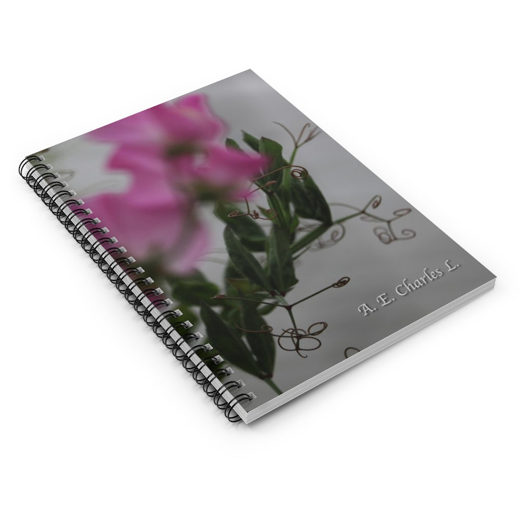 Spiral Notebook - Ruled Line Pink Abstract Flowers