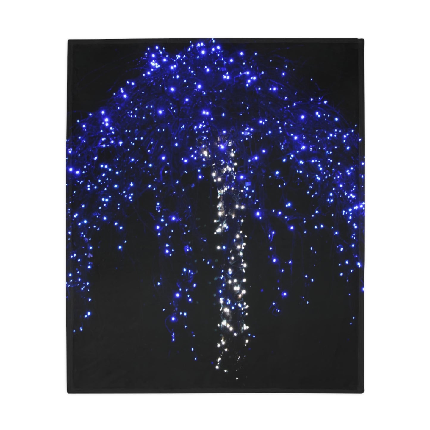 NN Plush Fleece Blanket Blue & White Christmas Lights Tree