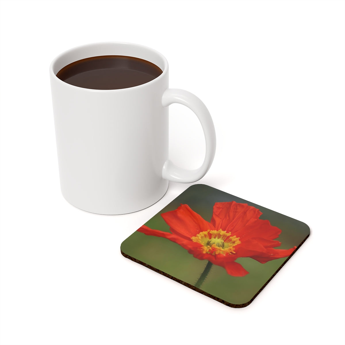 NN Cork Back Coaster Orange Flower