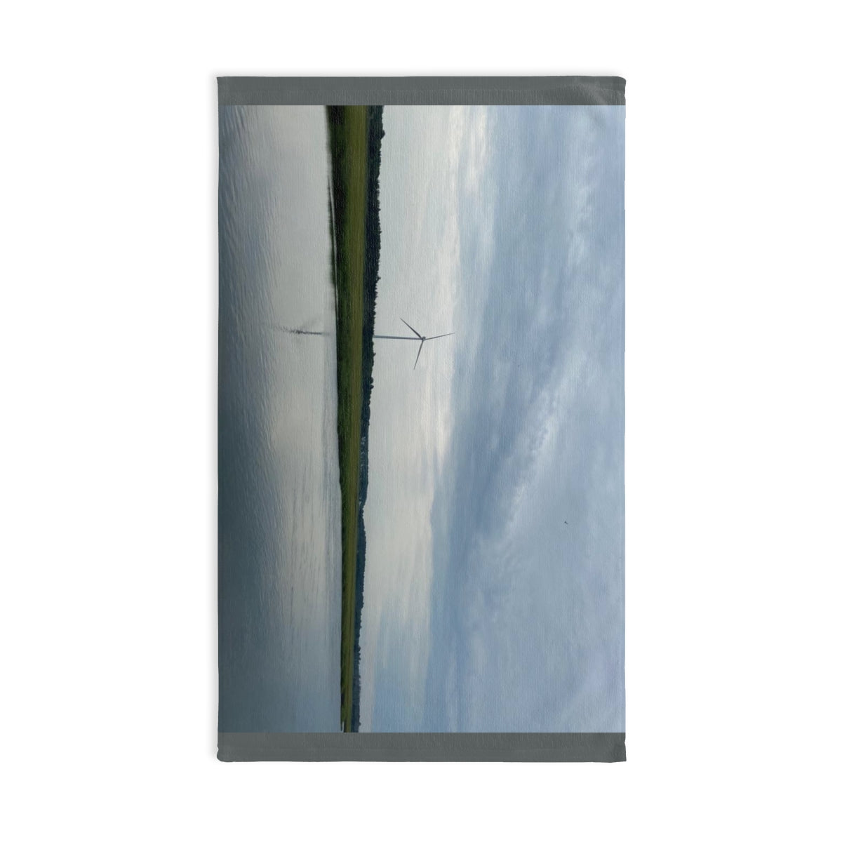 NN Fishing Hand Towel Clouds Water & A Wind Turbine