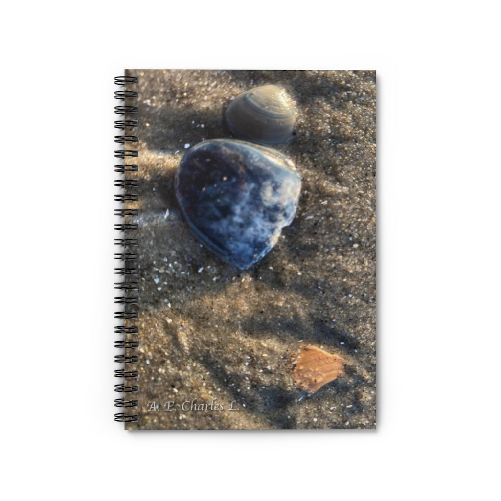 Spiral Notebook - Ruled Line Few Shells In Sand