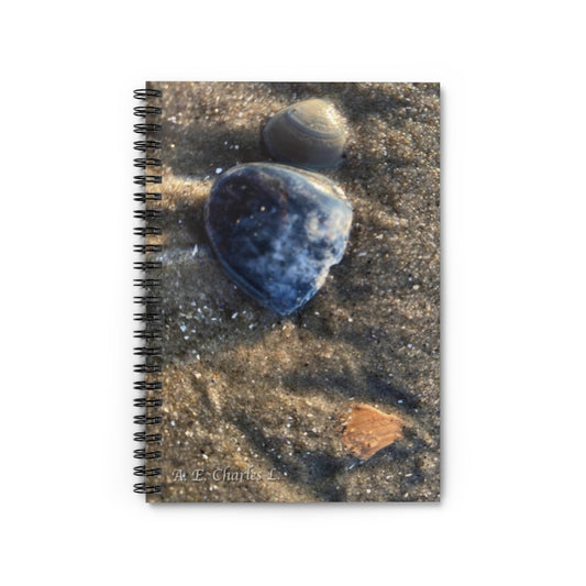 Spiral Notebook - Ruled Line Few Shells In Sand