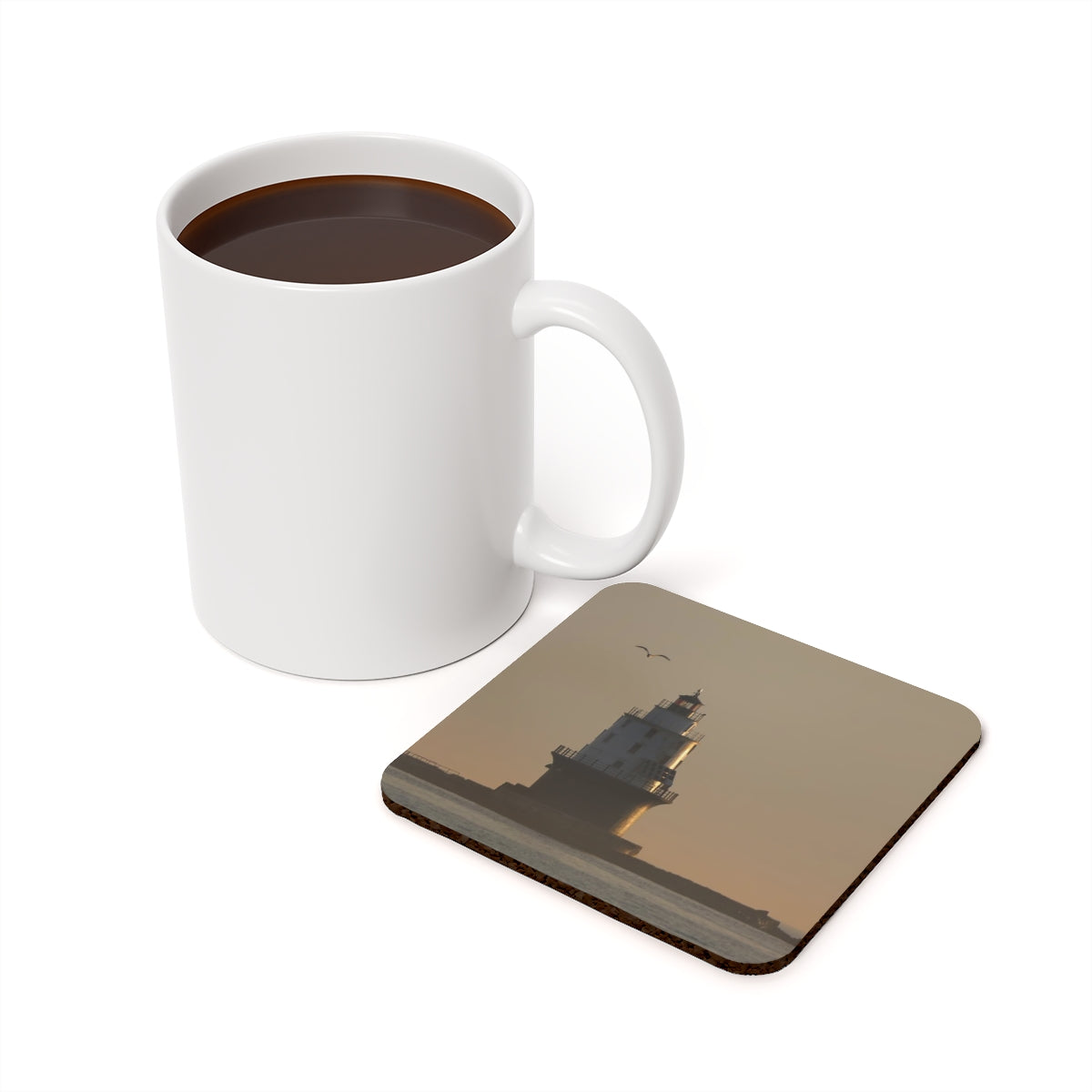 NN Cork Back Coaster Hazy Lighthouse & A Bird