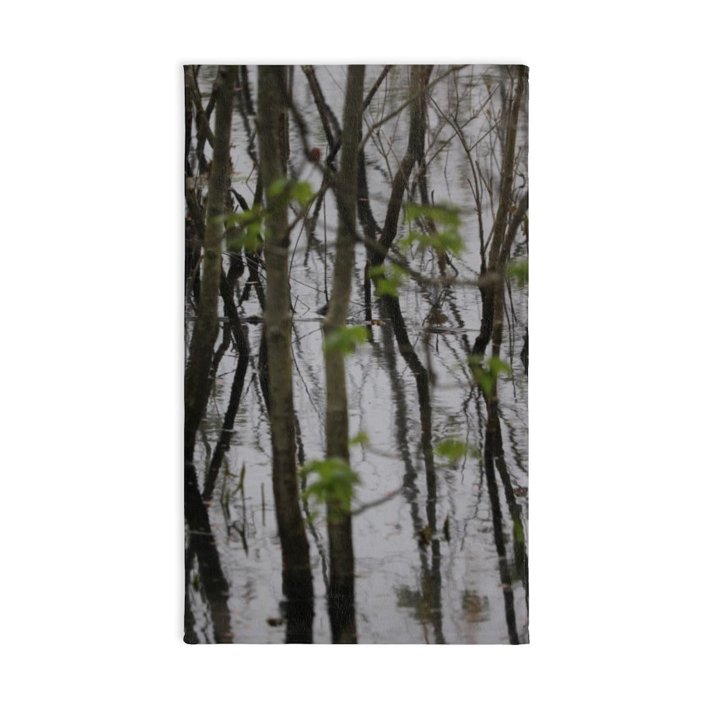 NN Fishing Hand Towel Little Trees In Water Reflections