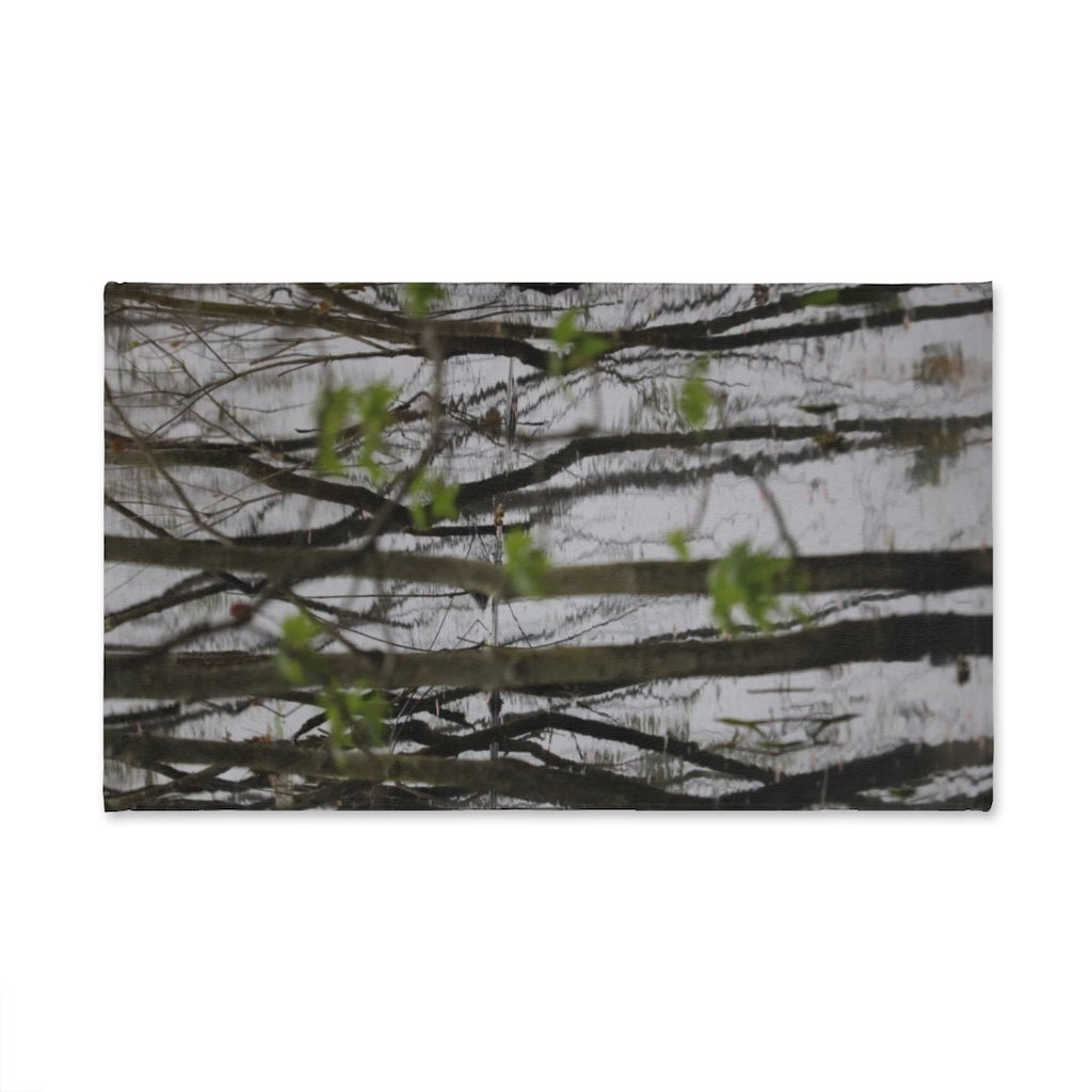 NN Fishing Hand Towel Little Trees In Water Reflections
