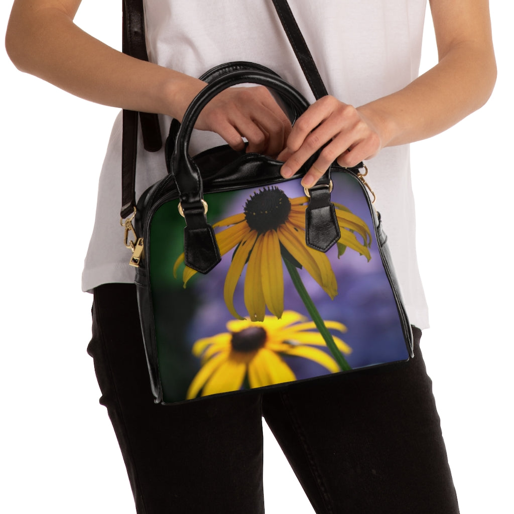 NN Shoulder Handbag 2 Black Eyed Susans & Purple