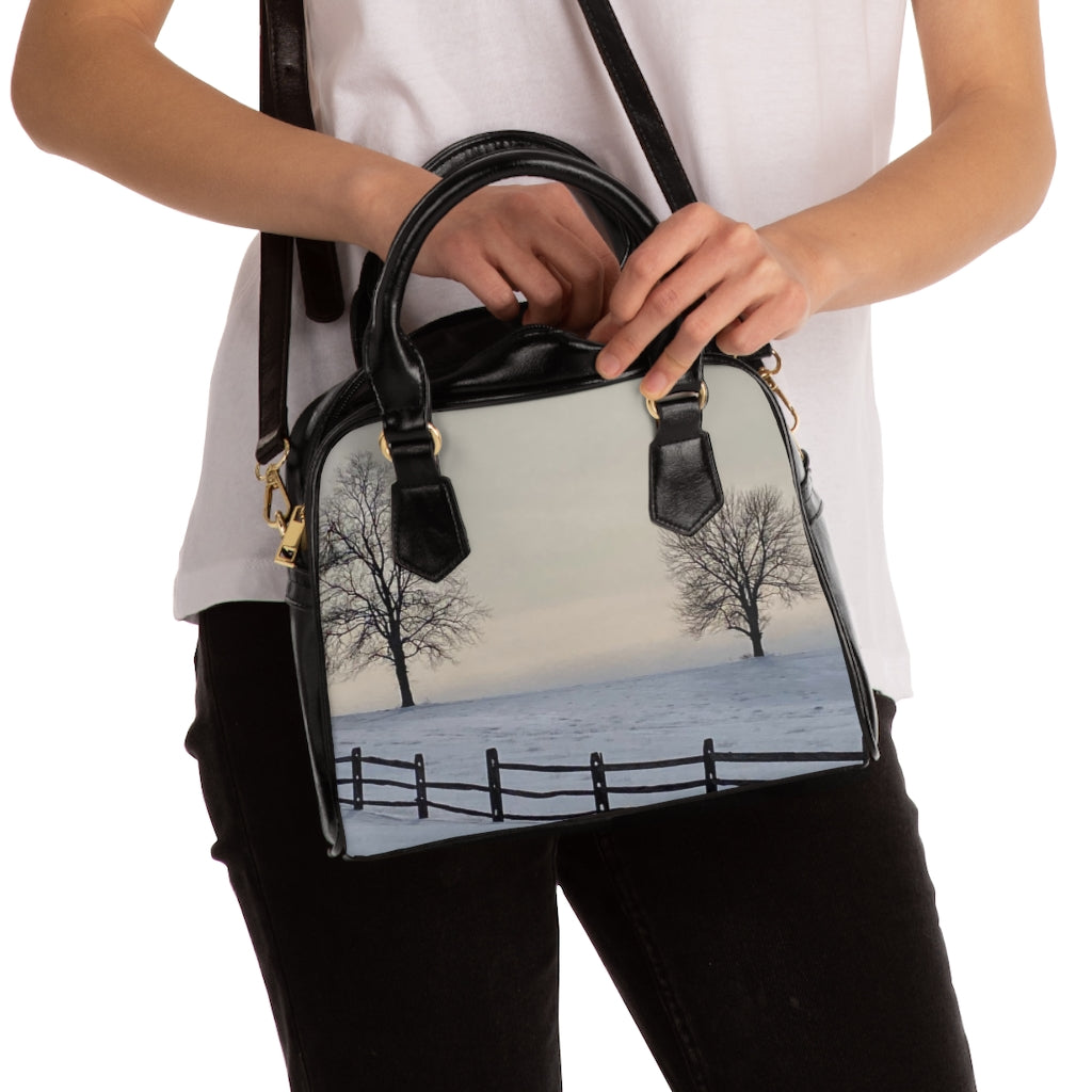 NN Shoulder Handbag Two Trees & Fence On Snow Hill