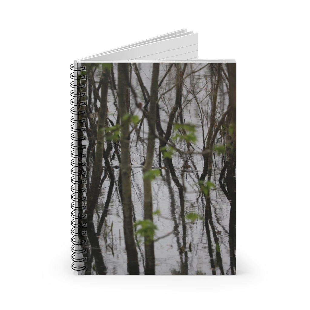 NN Spiral Notebook - Ruled Line Little Trees In Water Reflections