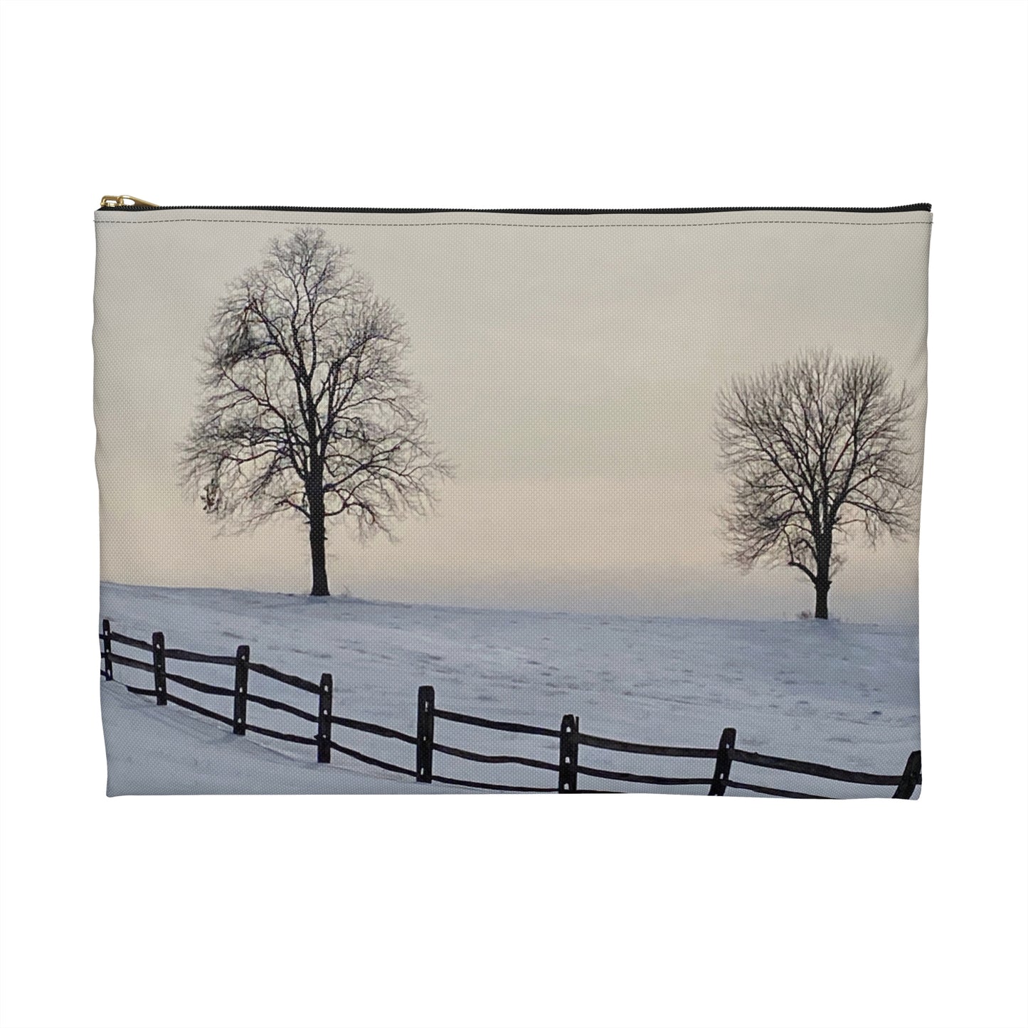 NN Accessory Pouch Two Trees & Fence On Snow Hill