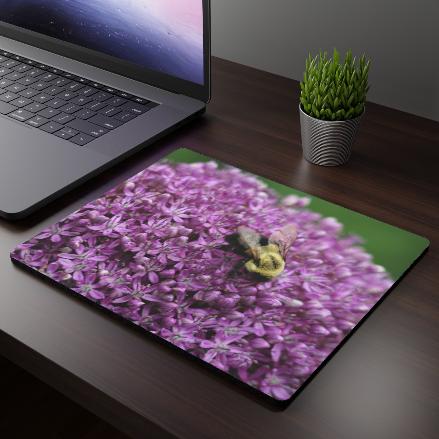 NN Rectangular Mouse Pad Bee & Purple Flower