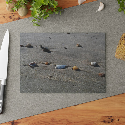 NN Glass Cutting Board Colorful Pebbles On Beach