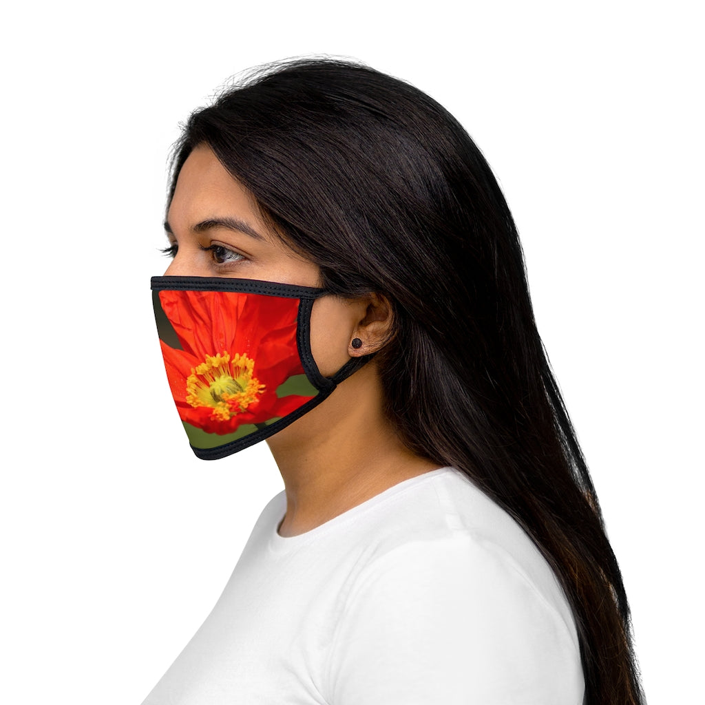 Mixed-Fabric Face Mask Orange Flower