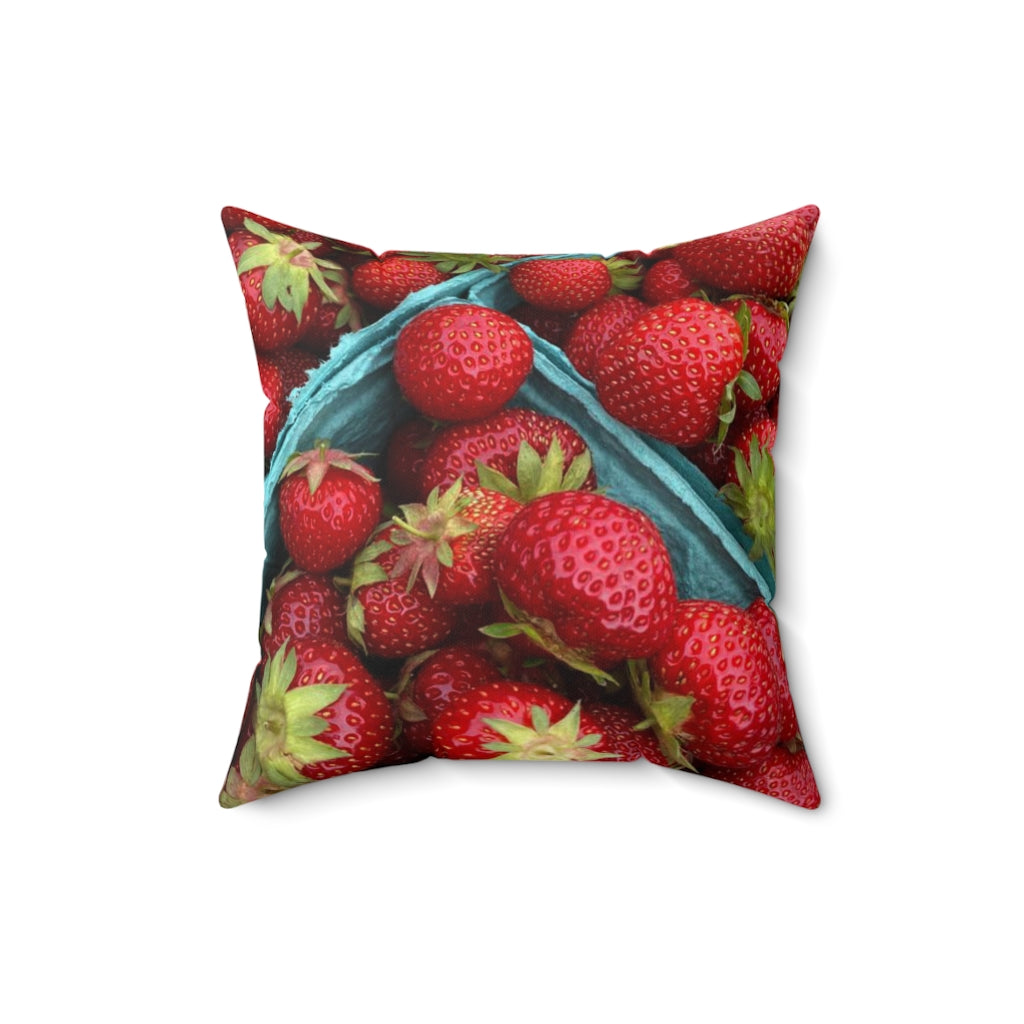 NN Spun Polyester Square Pillow Lots Of Strawberries