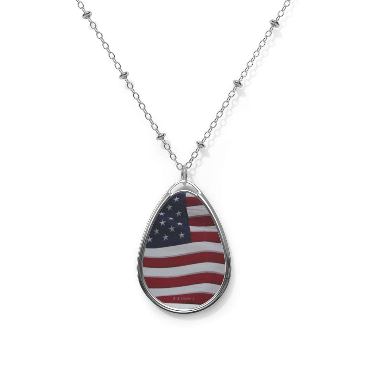 Oval Necklace American Flag