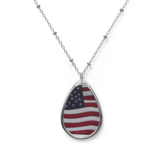 Oval Necklace American Flag