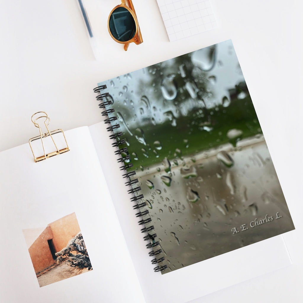 Spiral Notebook - Ruled Line Raindrops (T) Window