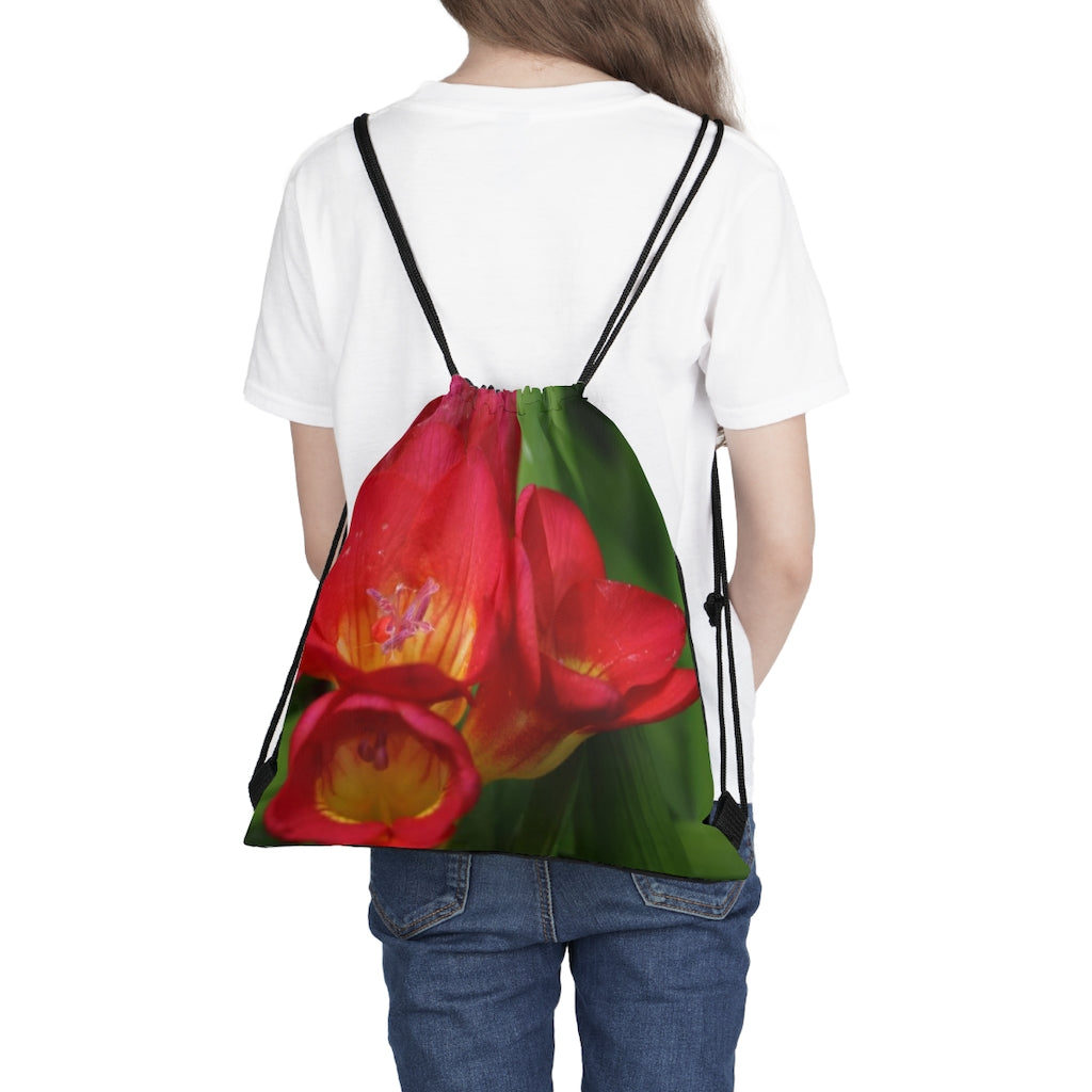 NN Outdoor Drawstring Bag Left Red Yellow Purple Flowers