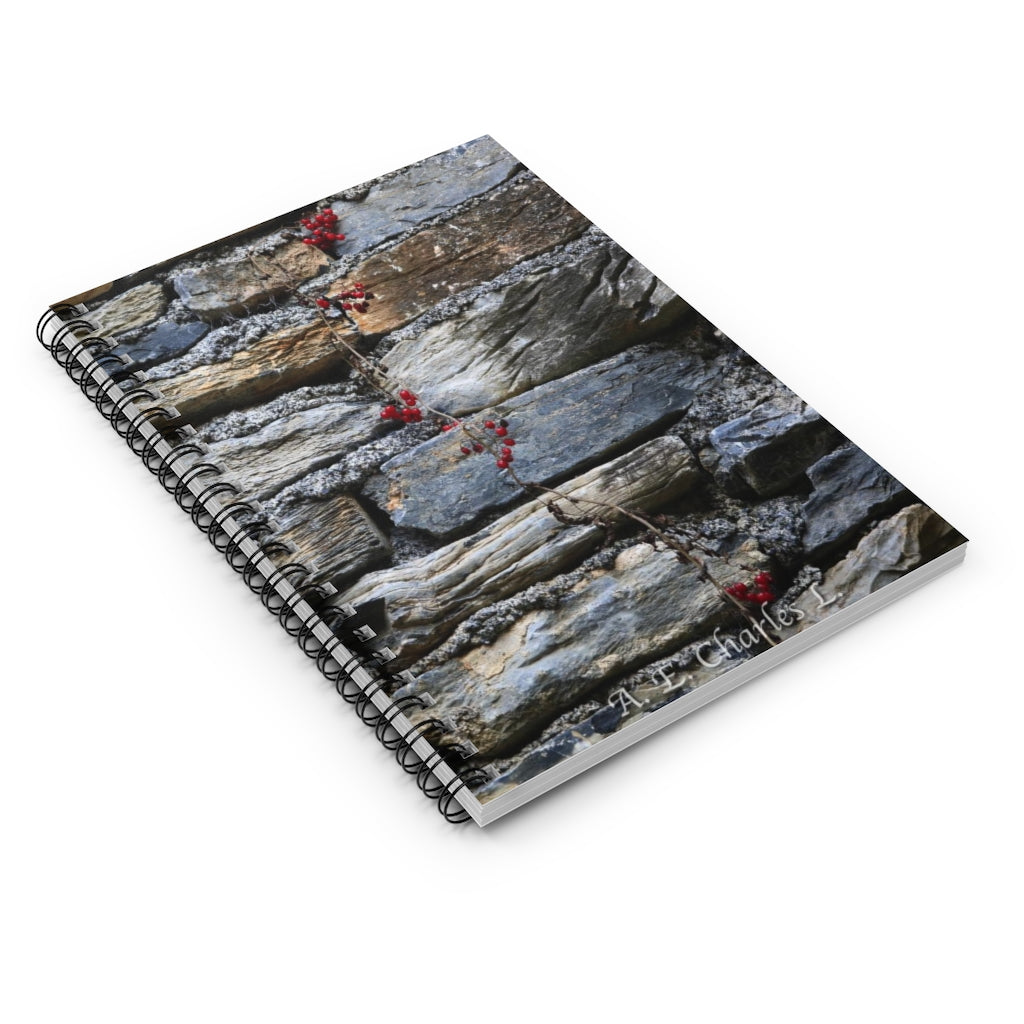 Spiral Notebook - Ruled Line Stone Wall & Berries