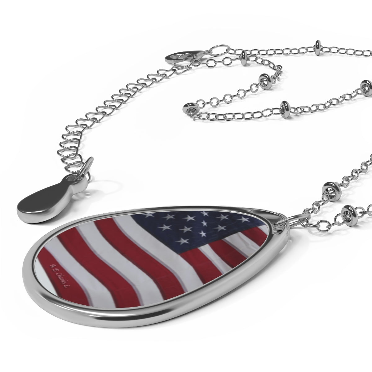 Oval Necklace American Flag